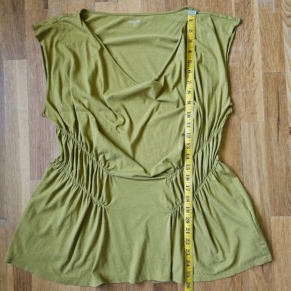 Garnet Hill Top Womens S Mustard Yellow Ruched Pima Cotton Drape Neck Tunic Soft - Picture 7 of 8